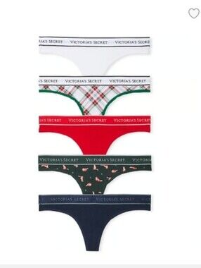 VICTORIA'S SECRET 5-Pack Logo Stretch Cotton thong Panties LARGE